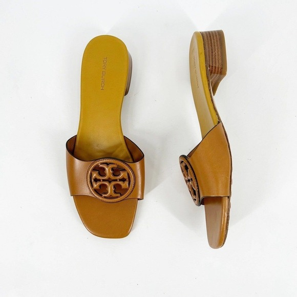 Tory Burch Bombe Miller Slide Sandal Cognac Size 7.5 Caramel Corn Brown - Picture 2 of 5